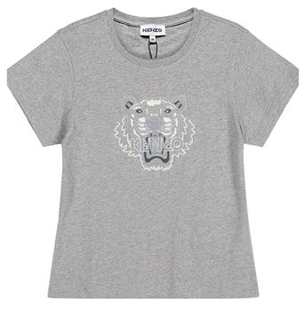 Kenzo | Kenzo Ladies Pearl Grey Tiger Flock Slim-fit T-shirt, Size X-Small商品图片,5折