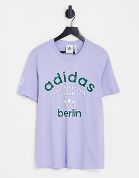 推荐adidas Originals Berlin logo t-shirt in lilac商品