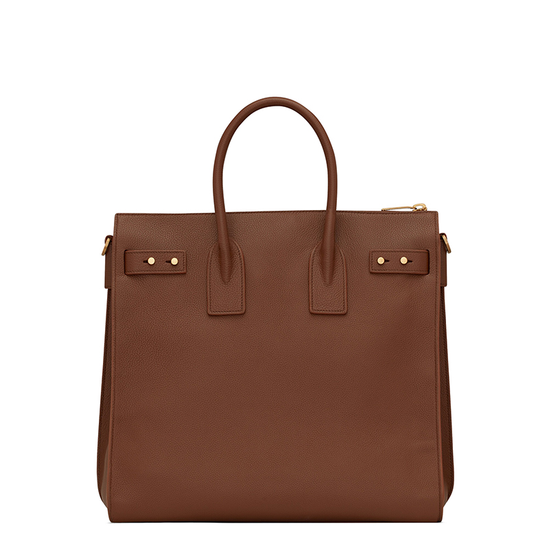 圣罗兰小粉条托特包, Yves Saint Laurent | SAINT LAURENT PARIS/圣罗兰 YSL 22春夏新款SAC DE JOUR系列 男士焦糖棕色粒面皮革金锁金扣竖款单肩手提托特包商品图片 7.5折×额外9.5折, 包邮包税, 额外九五折