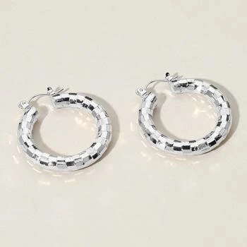 FASHNZFAB | Textured Metal Hoop Pin Catch Earrings - Silver,商家Premium Outlets,价格¥175