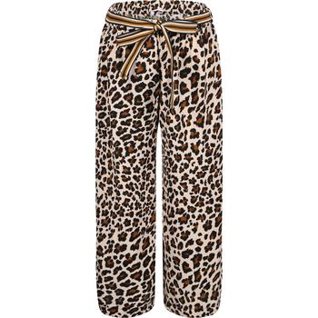 推荐Leopard print wide fit trousers in beige and brown商品