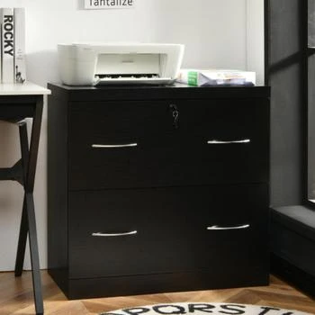 Hivvago | 2-Drawer File Cabinet with Lock Hinging Bar Letter and Legal Size-Black,商家Premium Outlets,价格¥1039