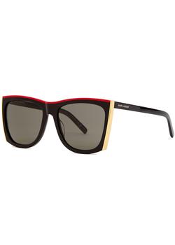 圣罗兰黑鸦片, Yves Saint Laurent | Paloma black rectangle-frame sunglasses商品图片 