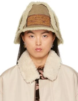 Acne Studios | Beige Shearling Bucket Hat 2.9折, 独家减免邮费