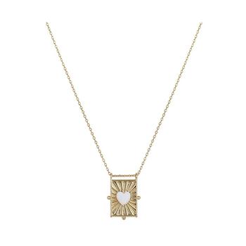 Unwritten | 14K Gold Flash-Plated White Enamel Heart Tag Pendant Necklace商品图片,5折×额外8折, 独家减免邮费, 额外八折
