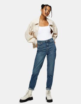 product Topshop authentic mom jeans in blue green image