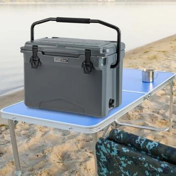 Hivvago | 25 QT Hard Cooler with Aluminum Handle and Integrated Cup Holders-Gray,商家Premium Outlets,价格¥994
