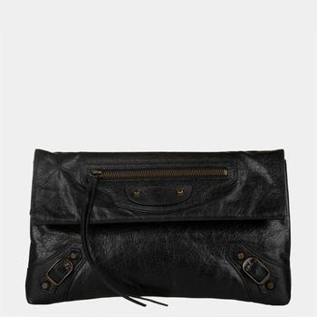 推荐Balenciaga Black Motocross Classic Envelope Clutch Bag商品