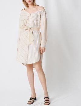 推荐Striped shirt dress with belt商品