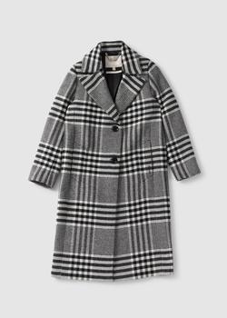 推荐Barbour Womens Byron Tartan Wool Overcoat In Black/White/ Mono Tartan商品