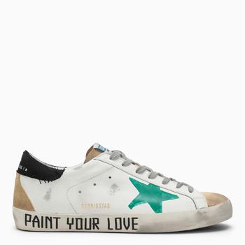 推荐Superstar white/green leather sneakers商品