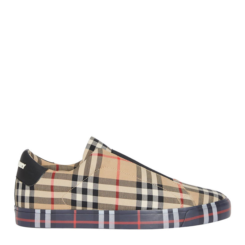 burberry鞋新款, Burberry | Burberry 博柏利 新款经典格纹男士卡其色牛皮棉质运动鞋 8009885商品图片 独家减免邮费