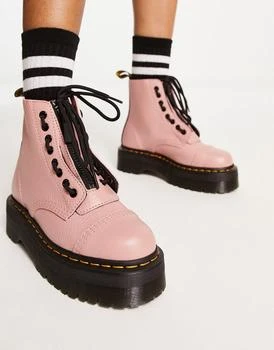 推荐Dr Martens Sinclair flatform boots in peach leather商品