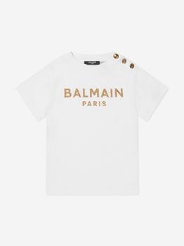 推荐Balmain White Girls Logo Print T-Shirt商品