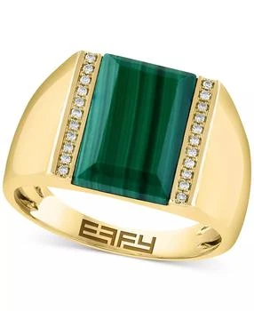 Effy | EFFY® Men's Malachite & Diamond (1/10 ct. t.w.) Ring in Gold-Plated Sterling Silver,商家Macy's,价格¥6010