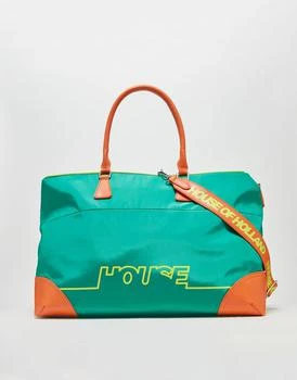 推荐House of Holland logo holdall in green商品