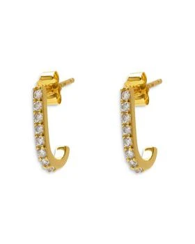 Argento Vivo | Pavé J Hoop Earrings in 18K Gold Plated Sterling Silver,商家Bloomingdale's,价格¥285