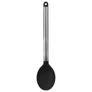 商品Home Basics Stainless Steel Solid Silicone Spoon, Black图片
