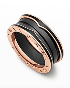 推荐B.Zero1 Pink Gold Ring with Matte Black Ceramic, Size 51商品