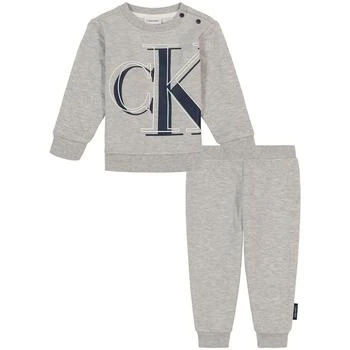 Calvin Klein | Baby Boys Quilted Logo Crewneck Top and Joggers, 2 Piece Set 