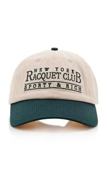 推荐Sporty & Rich - NY Racquet Club Cotton Baseball Cap - Green - OS - Moda Operandi商品