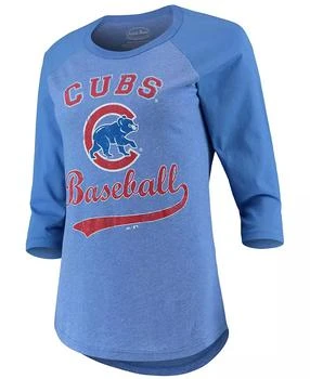 Majestic | Women's Royal Chicago Cubs Team Baseball Three-Quarter Raglan Sleeve Tri-Blend T-shirt,商家Macy's,价格¥225