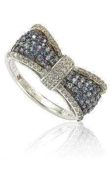 Suzy Levian | Two-Tone 18K Gold Plated Sterling Silver Sapphire & Diamond Bow Ring 3.4折, 独家减免邮费
