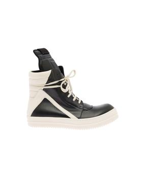 Rick Owens价格, Rick Owens | Man's Geobasket White And Black Leather Sneakers商品图片 