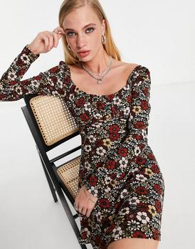 美国Topshop, Topshop | Topshop 70s floral jersey tea dress in multi商品图片 6.1折
