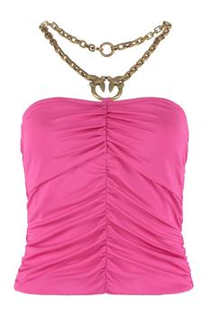 product Pinko Logo-Plaque Halterneck Ruched Top - S image