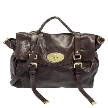 推荐Mulberry Dark Brown Leather Oversized Alexa Top Handle Bag商品