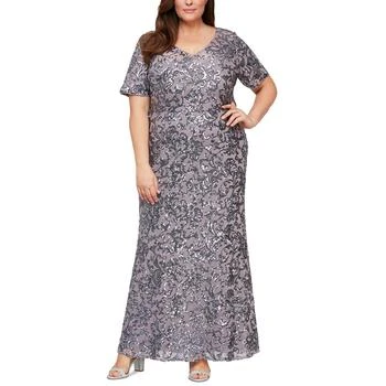Alex Evenings | Plus Size Sequined Flutter-Sleeve Gown,商家Macy's,价格¥2075