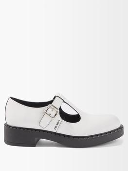 Prada | Logo-print leather Mary-Jane shoes商品图片,