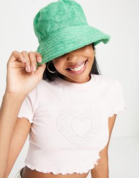推荐ASOS DESIGN towelling bucket hat in bright green商品
