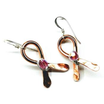 商品Copper Breast Cancer Awareness Ribbon Earrings图片