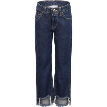 推荐Ripped bottoms jeans in dark blue商品