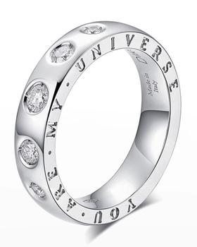商品Dirce "You Are My Universe" 18k White Gold 5-Diamond 4.3mm Band Ring, Size 6.25图片