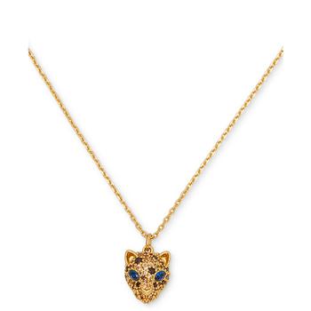 商品Gold-Tone Multicolor Crystal Leopard Mini Pendant Necklace, 16" + 3" extender图片