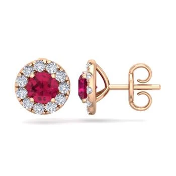 SSELECTS | 2 1/2 Carat Ruby And Diamond Halo Stud Earrings In 14 Karat Rose Gold,商家Premium Outlets,价格¥14530