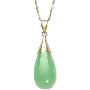 Macy's | Dyed Jade  (10 x 20mm) Elongated Teardrop Pendant Necklace in 10k Gold,商家Macy's,价格¥1288
