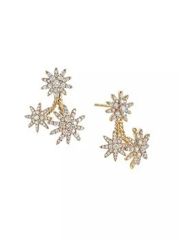 David Yurman | Starburst Cluster Drop Earrings in 18K Yellow Gold with Diamonds, 23.7MM,商家Saks Fifth Avenue,价格¥41256