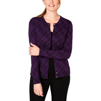 Karen Scott | Karen Scott Womens Printed Ribbed Trim Cardigan Sweater商品图片,3.6折×额外9折, 额外九折