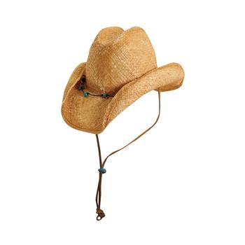 SCALA, SCALA | Women's Raffia Western Hat with Turquoise Trim商品图片 