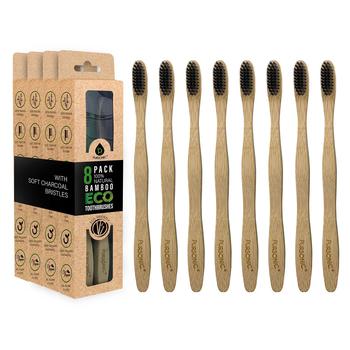 商品100% Natural ECO Bamboo Toothbrushes with Charcoal Soft Bristles (8 pk.)图片