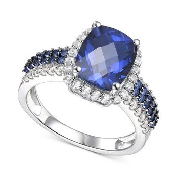 Macy's | Lab-Grown Sapphire (3-1/2 ct. t.w.) & White Sapphire (1/4 ct. t.w.) Ring in Sterling Silver (Also in Lab-Grown Ruby),商家Macy's,价格¥1859