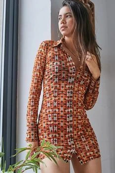 Urban Outfitters | UO Sharon 70s Geo Button-Through Mesh Shirt Dress 