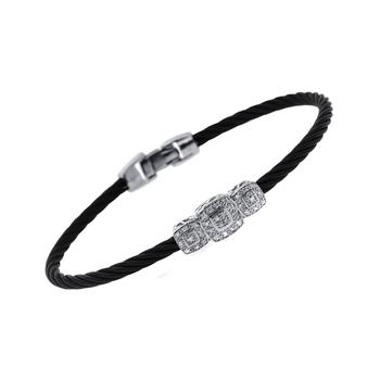 推荐Alor 18K White Gold And Black Single Cable Stackable Diamond Bracelet 04-52-0943-11商品