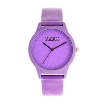 商品Crayo | Unisex Splat Purple Leatherette Strap Watch 38mm,商家Macy's,价格¥351图片