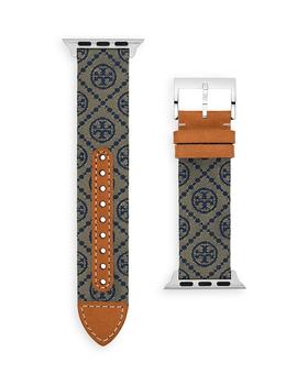 tory burch miller行李箱, Tory Burch | Apple Watch® T Monogram Blue Fabric & Luggage Leather Strap, 38mm/40mm商品图片 