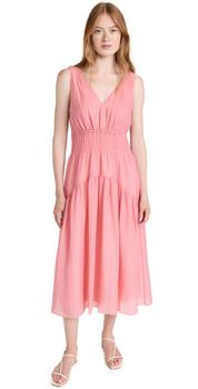 vince dress, Vince | Vince Sleeveless V Neck Smocked Dress商品图片 7折